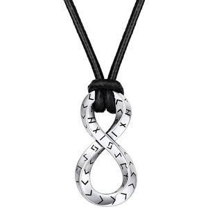 FaithHeart Halsketting voor heren, runen, Viking, Scandinavisch, ring van Möbiu, roestvrij staal, Mobius hanger, rond/driehoek/oneindig, Viking, rune, met leren ketting, 24,1, Metaal, Geen edelsteen