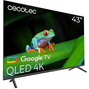 Cecotec Smart TV QLED 43 inch resolutie 4K UHD V4 Series VQU40043S. Google TV, HDMI 2.1, USB 3.0, HDR10, 16GB ROM, Google Voice Assitant, Chromecast, Dolby Vision & Atmos, VRR