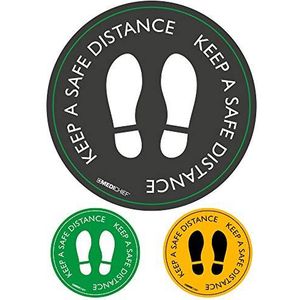 Medichief 5 stuks zwarte gevarenwaarschuwingsstickers voor sociaal onderscheid met anti-slip certificering ""Keep a safe distance