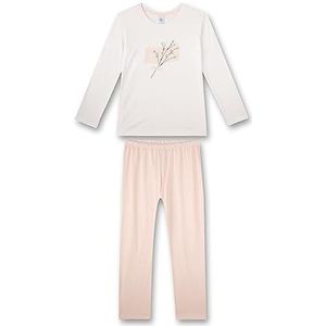 Sanetta Lange pyjama voor meisjes, beige, comfortabele pyjama voor meisjes, maat, White Pebble