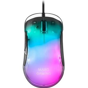 Souris de gaming MMGLOW noire, éclairage RVB, capteur optique, 7 boutons programmables, idéale pour les jeux vidéo et la conception graphique.