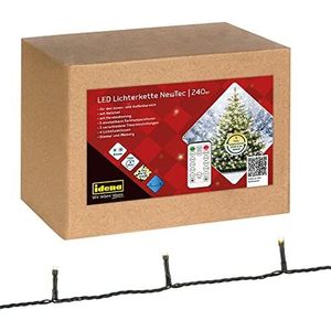 Idena NewTec 31338 Led-lichtsnoer met 240 leds, 5 kleurtemperaturen, 4 lampen, 4 dim- en geheugenfuncties en 3 timer-instellingen, als decoratie voor ramen, muur en Kerstmis