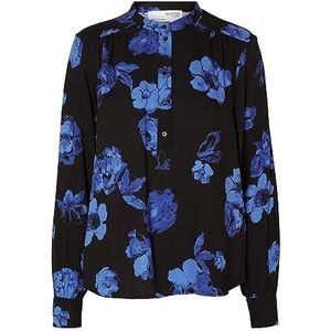 SELECTED FEMME Slfkatrina Ls Aop Top Noos Damesblouse, Zwart/Aop: aop