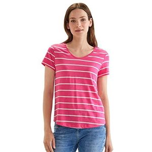 Street One A319481 T-shirt met korte mouwen van gevlamd garen voor dames, Framboos/roze