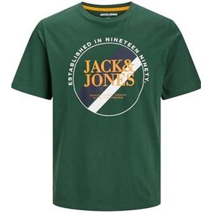 JACK & JONES Heren T-shirts met ronde hals en logo, 100% katoen, korte mouwen, maten S tot 2XL, Donkergroen