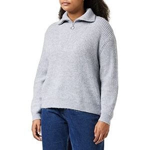 Only Onlbaker L/S Zip Pullover KNT Dames Sweater, Lichtgrijs Mix/Details: Melange, L, Lichtgrijze mix / details: gemengd.