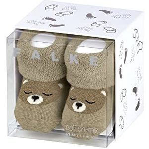 FALKE Gemengde baby beer sokken ademend duurzaam biologisch katoen versterkt warm dik zacht binnen krul fantasiepatroon beer verkocht in geschenkdoos 1 paar, Beige (Sand Mel. 4650)