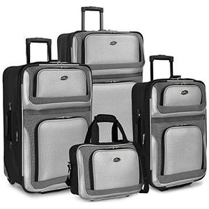 U.S. Traveler New Yorker koffer set 4-delig zilvergrijs, grijs., One Size, New Yorker Koffer Set 4 Stuk Zilver Grijs
