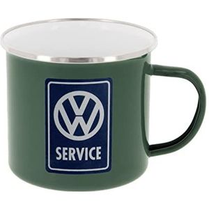 BRISA VW Collection - Volkswagen Combi T1/T2/T3/T4/T5/T6/Golf/Lieveheersbeestje koffiemok met geëmailleerde coating, theekop, grote beker voor keuken, camping, cadeau, souvenir (VW Service/grijs)