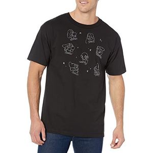 Disney Many Dwarves T-shirt voor heren, zwart, S, zwart.