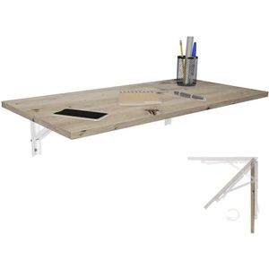 KDR Produktgestaltung Opklapbare wandtafel voor kantoor, dienblad 80 x 40 cm, aseiken, om te eten, keuken, bar, hoog