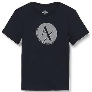 Armani Exchange T-shirt à manches courtes pour homme avec logo rond, coupe ajustée, en coton Pima, bleu, S
