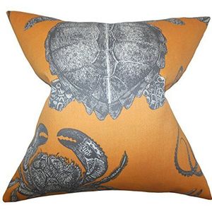 The Pillow Collection Aeliena Coastal kussenhoes, katoen, 625 x 625 x 215 cm, oranje