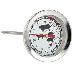 Fackelmann Kookthermometer steak thermometer met kookpunt markering aanbevolen voor kalfsvlees, rundvlees, lam, varkensvlees en gevogelte (kleur: zilver/wit/rood/zwart),