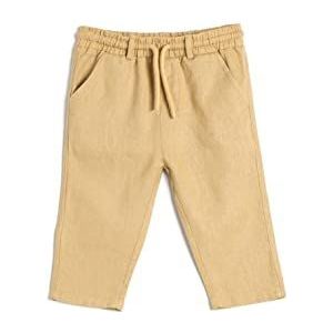 Koton Babyboy linnen broek met trekkoord en zakken, Kameel (130)