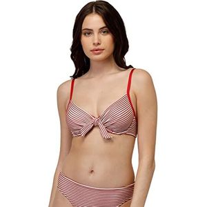 LOVABLE Jaquard Bikini, Soutien-gorge à armatures avec nœud Refined avec nœud rayé rouge, 36C femme, Rayures rouges