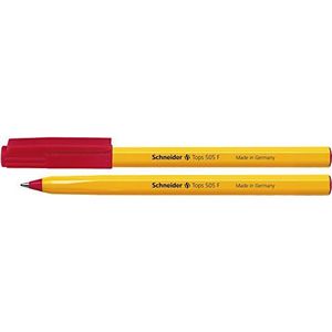 Schneider Balpen Tops 505, model F, rood, kleur van de schacht: geel
