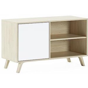 Skraut Home - TV-meubel voor de woonkamer - 57 x 95 x 40 cm - geschikt voor 32/40"" tv - model Wind 100 - Puccini - vleugeldeur wit