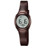 Calypso K5677/6 Uniseks digitaal horloge met lcd-wijzerplaat en bruine kunststof band, LCD bruin, Armband