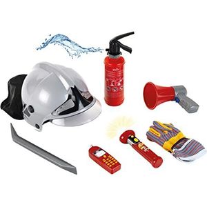 Theo Klein 8928 Brandweerset, met veel brandweeraccessoires, brandblusser met sproeifunctie, speelgoed voor kinderen vanaf 3 jaar