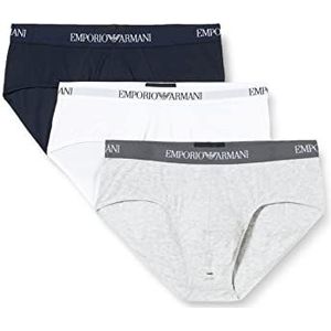 Emporio Armani Set van 3 boxershorts van echt katoen, nauwsluitende boxershorts voor heren (verpakking van 3), Zwart/Wit/Grijs