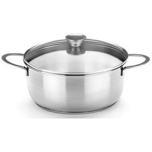 BRA Braisogona_A390354 Ancora steelpan van roestvrij staal 18/10 met glazen deksel, 22 cm