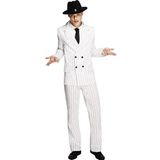 Smiffys Fever kostuum gangster - jas, broek en stropdas - witte strepen zwart - M