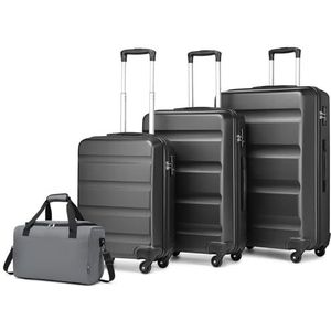 Kono Middelgrote handbagagekoffer, grote koffer met TSA-slot, harde schaal, ABS-schaal, cabinekoffer met Ryanair cabinetas, 40 x 20 x 25 cm, grijs., Bagagesets