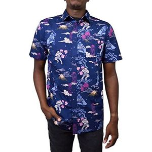 STAR WARS Herenoverhemd met knoopsluiting, marineblauw, L, Soldaat Samurai van de marine, L