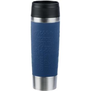 Emsa N20221 Travel Mug Classic thermosbeker, 0,5 l, comfortabele schroefsluiting, roestvrij staal, 6 uur warm en koud 12 uur, 100% lekvrij, vaatwasmachinebestendig, 360 graden opening, donkerblauw