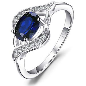 JewelryPalace Ovale solitaire ring saffi, blauw, synthetisch, 925 zilver, voor meisjes, geelverguld, roségoud, stenen ringen, kubische zirkonia, sieradenset, cadeau voor verjaardag, Edelsteen, Saffier