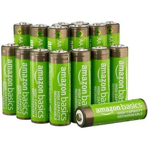 Amazon Basics AA-batterijen met grote capaciteit, oplaadbaar, 2400 mAh, voorgeladen, 16 stuks