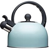 LIVING NOSTALGIA KitchenCraft Living Nostalgia waterkoker voor fornuis, fluiten, inductie, metaal, 1,3 l, vintage blauw