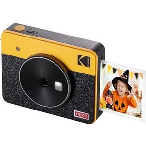Kodak Mini-Shot 3 retro camera en draagbare fotoprinter, iOS en Android, Bluetooth, 76 x 76 mm, 4Pass-technologie, 8 vellen - geel
