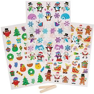 Baker Ross Transfer sticker voor kinderen, kerstmotief, 120 stuks, creatieve hobby voor kinderen (FX335)