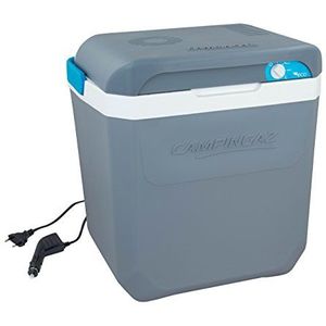 CAMPINGAZ Powerbox Plus 28 liter thermo-elektrische koelbox 12 V en 230 V, voor 8 flessen van 1,5 liter voor auto en camping, met uv-bescherming, inhoud 28 liter, blauw