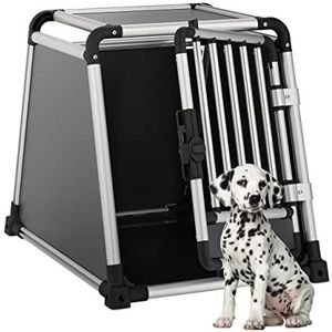 Relaxdays Transportbox voor honden, aluminium, antraciet en zilver, 60 x 55 x 76,5 cm