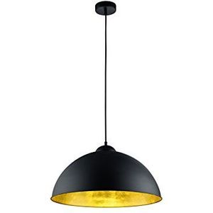 Trio Leuchten Romino II hanglamp in mat zwart met goudkleurige binnenscherm 308000132