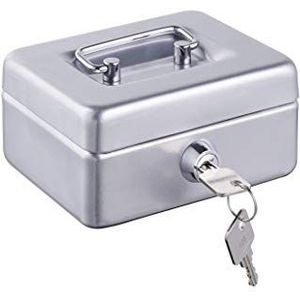 ALCO geldcassette plaatstaal kunststof inzetstuk cilinderslot incl. 2 sleutels 125 x 95 x 60 mm zilver