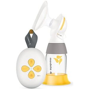 Medela Solo elektrische melktrekker, opmerkelijk stiller, oplaadbaar via USB, met PersonalFit Flex trechter en 2-fasenverwijderingstechnologie. Medela