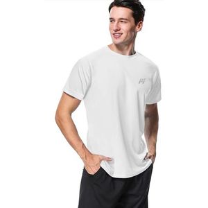 MeetHoo Rashguard Uv-T-shirt, Rash Vest, UV-bescherming, UPF 50 + Sun Protect Tops, korte mouwen, surftricot, hardloopshirt, Wit.