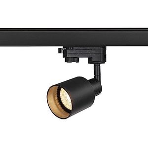 SLV PURI TRACK 3-fase led-spot, draaibare en draaibare spot, plafondlamp, railsysteem, binnenverlichting | GU10, zwart, met 3P-adapter