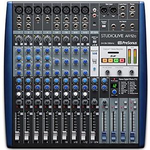 PreSonus StudioLive AR12c Mixer, 14 kanalen, hybride, digitaal, analoog, prestaties, audio-interface, USB-C, stereo SD-recorder met opnamesoftware