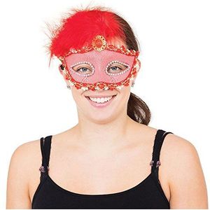 Bristol Novelty EM123 dames oogmasker, veermasker, rood, Eén maat