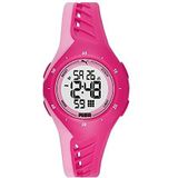 PUMA Unisex Traditionele horlogesPUMA 3, kastgrootte 40 mm, digitaal uurwerk, PU-armband, Roze, riem