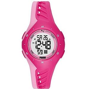 PUMA Unisex Traditionele horlogesPUMA 3, kastgrootte 40 mm, digitaal uurwerk, PU-armband, Roze, riem