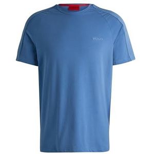 HUGO Hommes Tonal Logo T-Shirt T-Shirt en Coton Stretch avec Ruban logoté sur Les Manches, Bleu, L