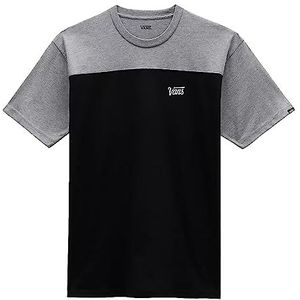 Vans Script Crew Block Ss T-shirt voor heren, zwart/grijs gemêleerd