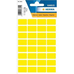 HERMA 5 stuks mini multifunctionele etiketten (12 x 18 mm, 5 vellen, papier, mat) permanent klevend voor handbeschrijving, 160 gele zelfklevende etiketten