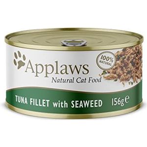 Applaws 100% natuurlijke natvoer voor katten, tonijnfilet en algen in 156 g, 24 blikjes van 156 g